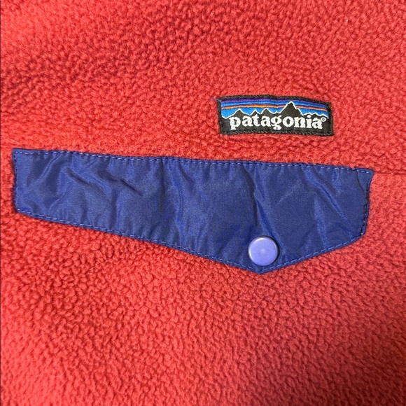 VINTAGE Patagonia mens M Medium red solid fleece mock pullover sweater EUC - Picture 3 of 6
